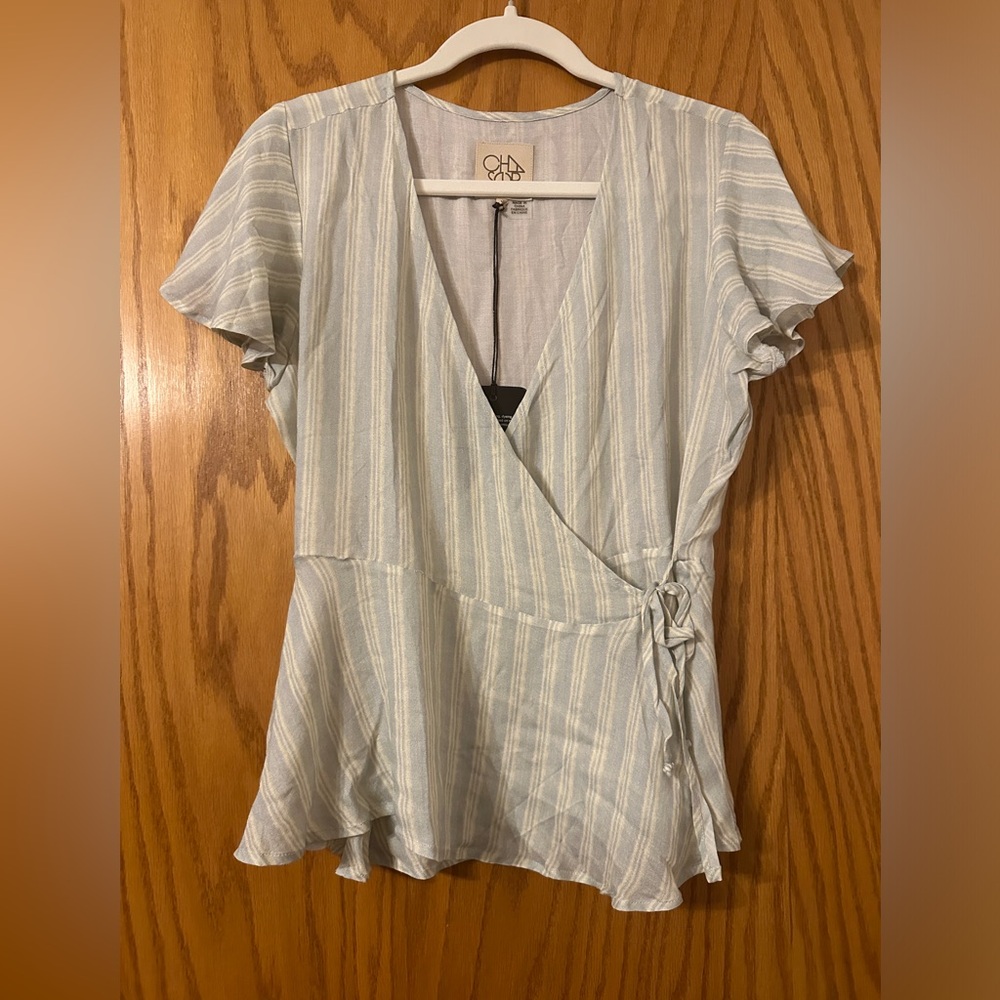 Chaser Faux Wrap Flutter Sleeve Top - NWT - Size S